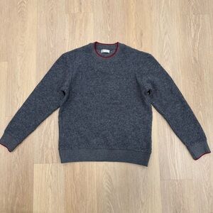 Brunello Cucinelli Gray and Red Crewneck Sweater